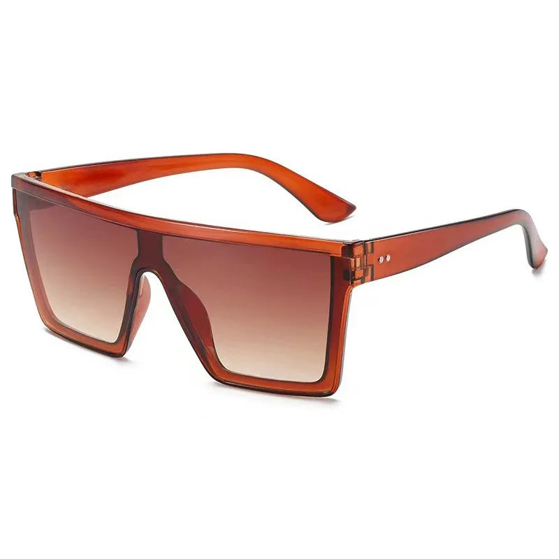 Classic White Gradient Square Sunglasses Women Fashion Retro Night Vision Drivers Goggle Men Big Frame Travel Cycling Eyewear