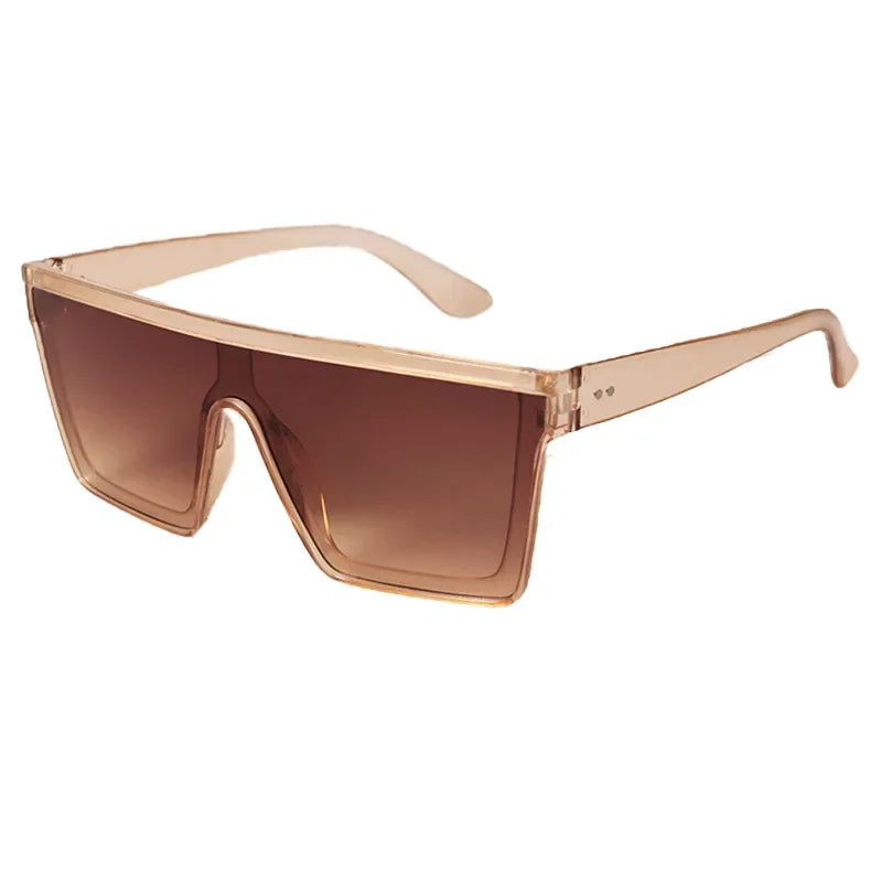 Classic White Gradient Square Sunglasses Women Fashion Retro Night Vision Drivers Goggle Men Big Frame Travel Cycling Eyewear