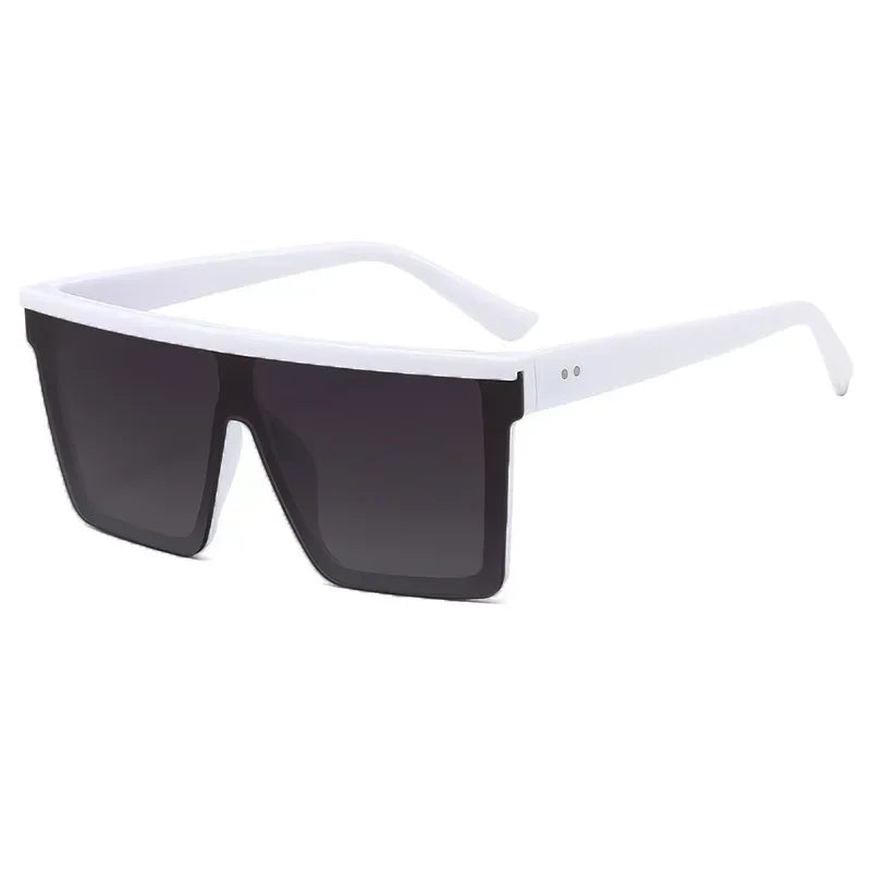 Classic White Gradient Square Sunglasses Women Fashion Retro Night Vision Drivers Goggle Men Big Frame Travel Cycling Eyewear